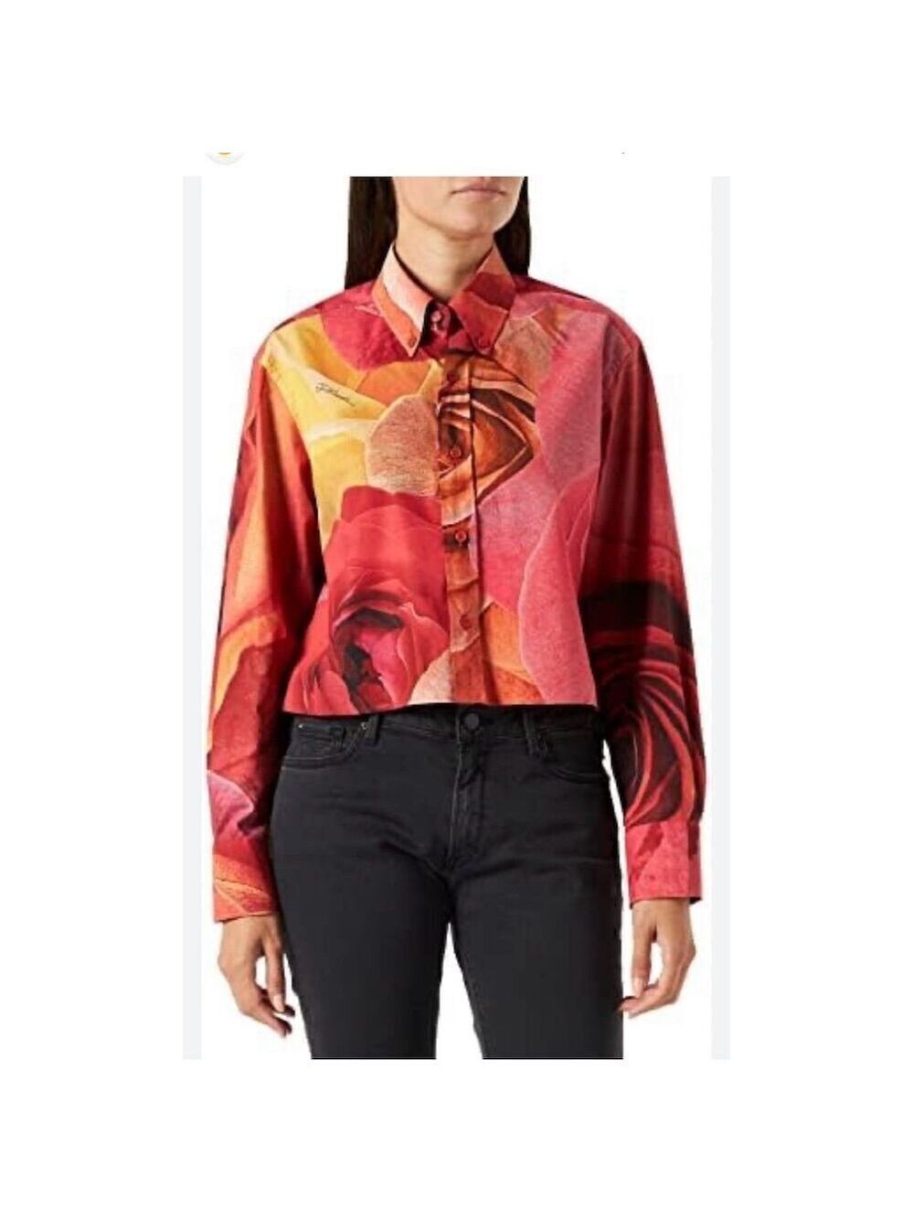 Just Cavalli Women's Floral Print Long Sleeve Blouse Multicolor Size 44 - Picture 1 of 7